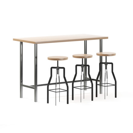 Bar Table with Stools 3D Model