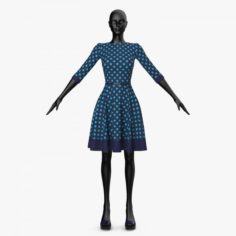 Dress in Blue Peas 3D Model