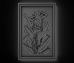 A plant in the frame bas relief for CNC 3D Model
