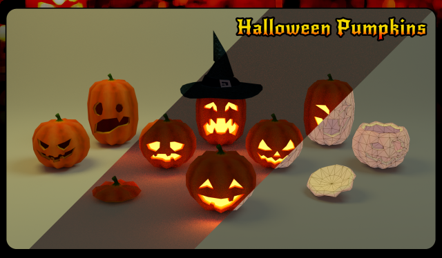 Halloween pumpkins pack 3D Model
