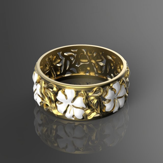 Gold ring with enamel in Art Nouveau style 3D Model