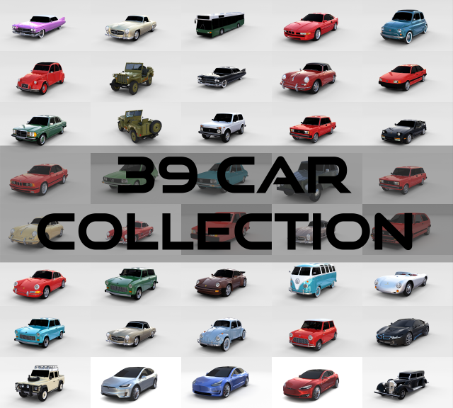 39 Car High Detail Collection 3D Model