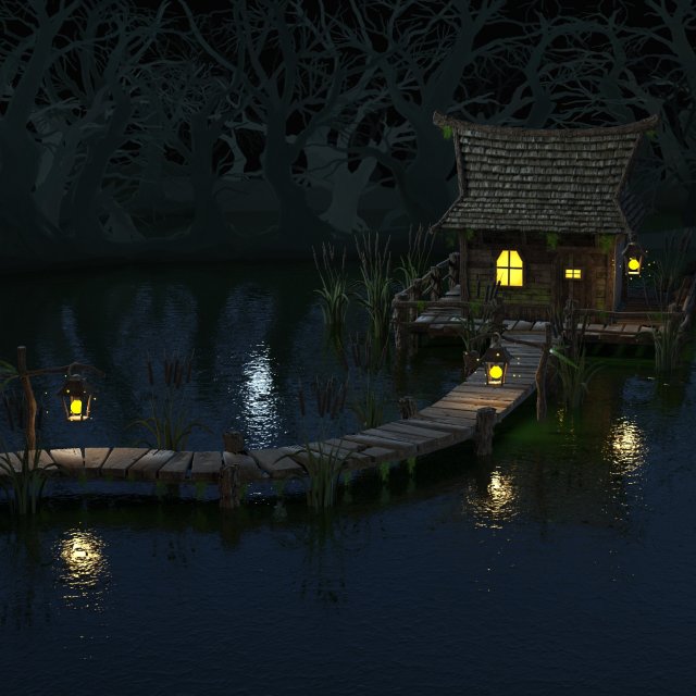 Hut in the Swamp 3D Model