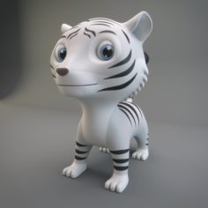 Cartoon White Tiger 3D Model