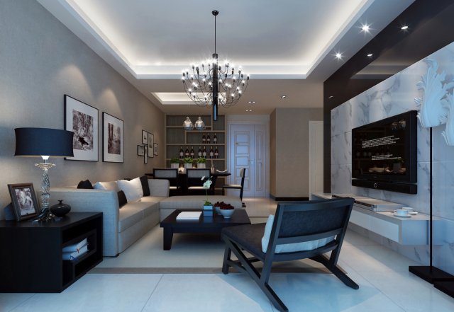 Stylish luxury home decoration – living room 6131 3D Model