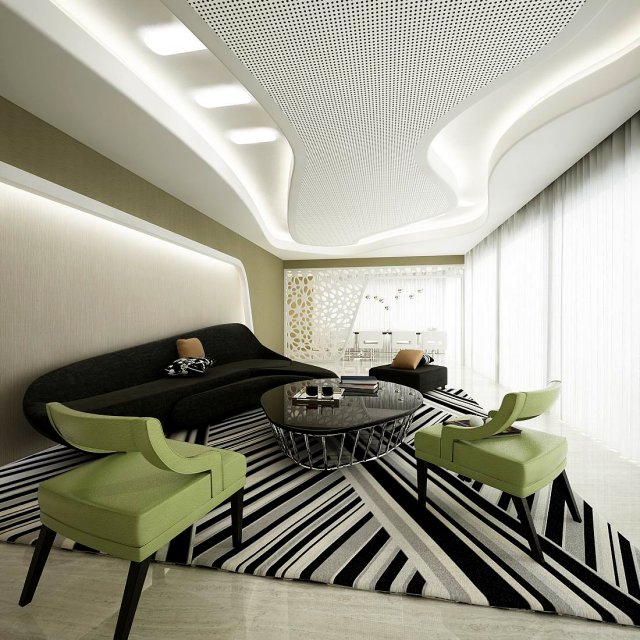 Stylish avant-garde living room design 204 3D Model