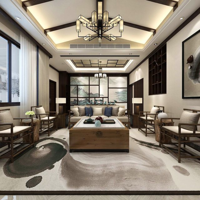 Stylish avant-garde living room design 58 3D Model