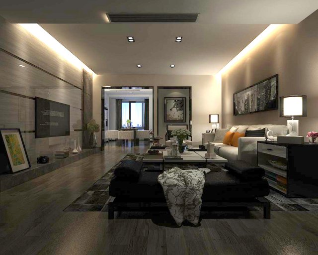 Stylish avant-garde living room design 166 3D Model