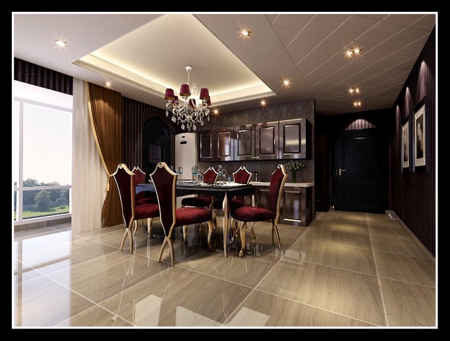 Luxury fashion European restaurant 1842 3D Model