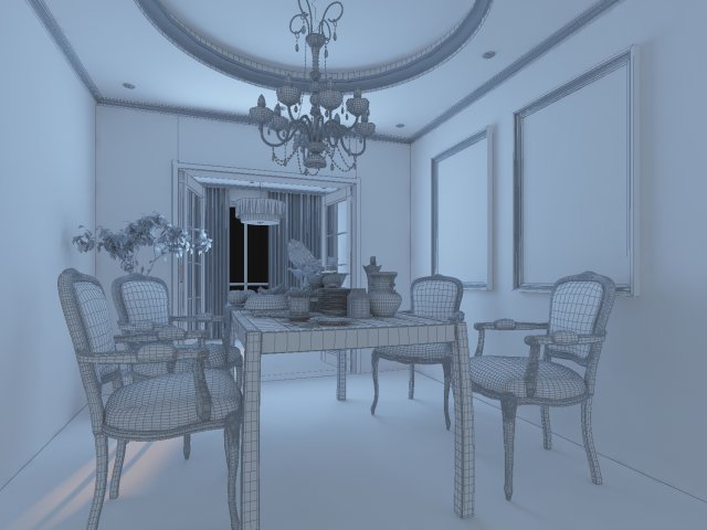 Luxury fashion European restaurant 1804 3D Model