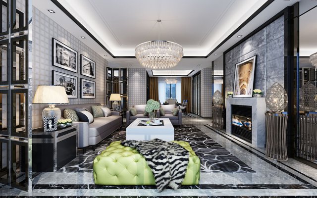 Stylish luxury home decoration – living room 6107 3D Model