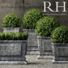 Restoration Hardware estate zinc paneled planters 3D Model