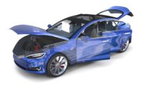 Tesla Model S 2016 Blue with interior and chassis 3D Model