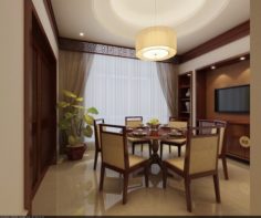 The fashionable Chinese vintage dining room is 1802 3D Model