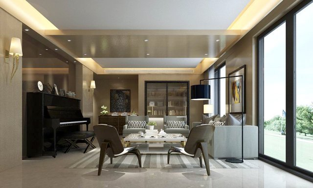Stylish avant-garde living room design 189 3D Model