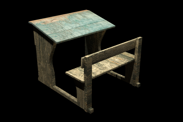 Old school desk – Game Ready 3D Model