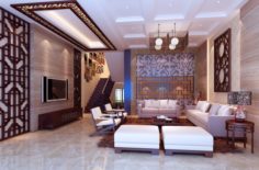 Fashionable Chinese style and vintage dining room restaurant 1858 3D Model