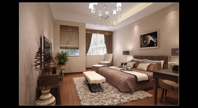 Stylish modern bedroom 1805 3D Model