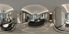 Panoramic neo-classical style living room dining room 20 3D Model