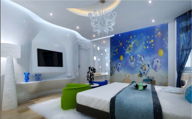 Stylish modern blue children bedroom 1816 3D Model