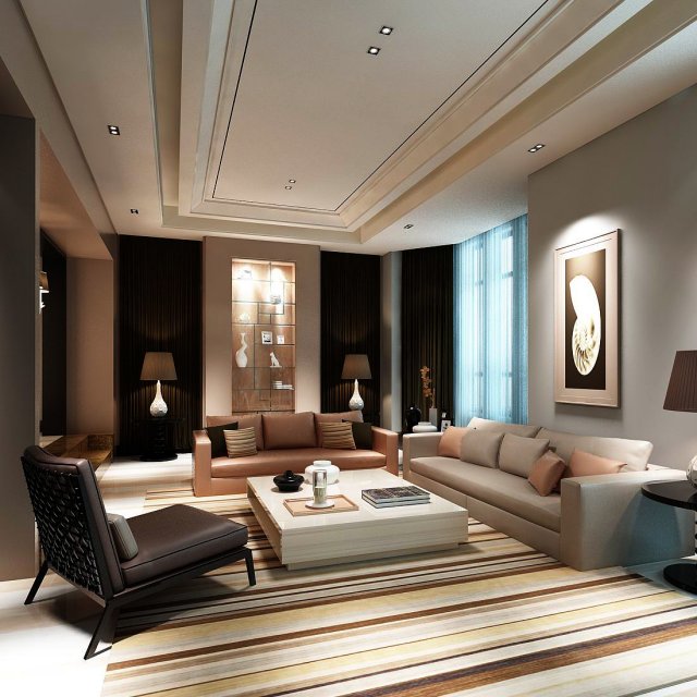 Stylish avant-garde living room design 200 3D Model