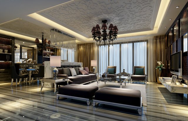 Stylish luxury home decoration – living room 6106 3D Model