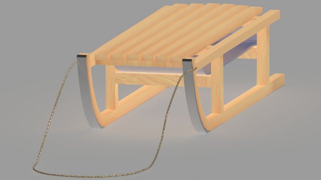 Sanki drewniane wooden sledge obj fbx max 3D Model