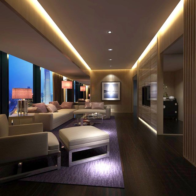 Stylish avant-garde living room design 203 3D Model