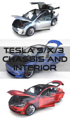 2017 Tesla S-X-3 Collection w chassis and interior 3D Model