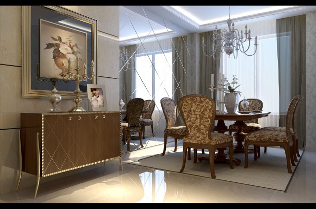 Luxury fashion European restaurant 1846 3D Model