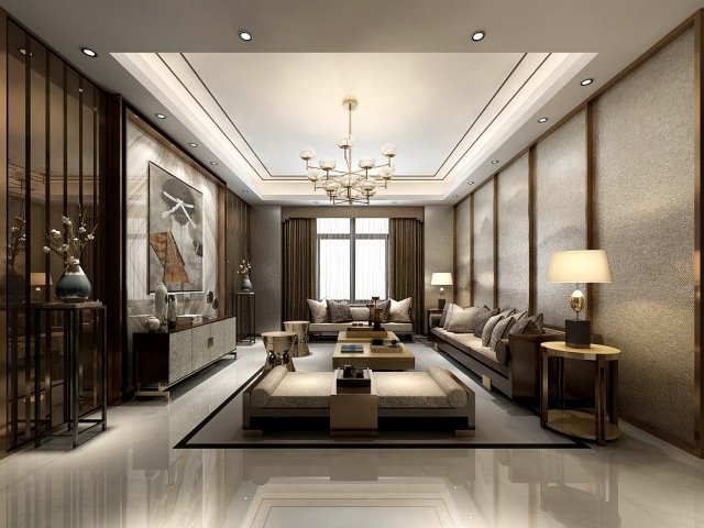 Stylish avant-garde living room design 64 3D Model