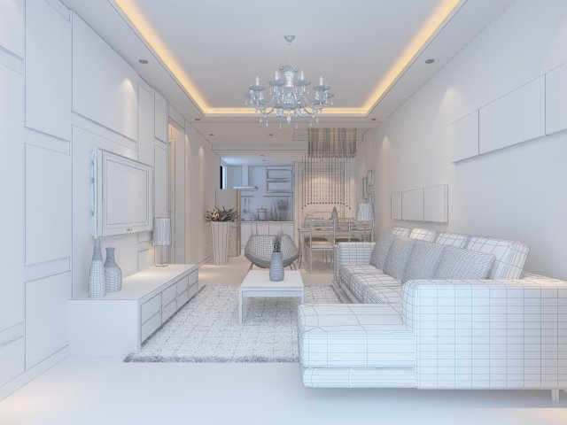 Deluxe modern living room 18106 3D Model