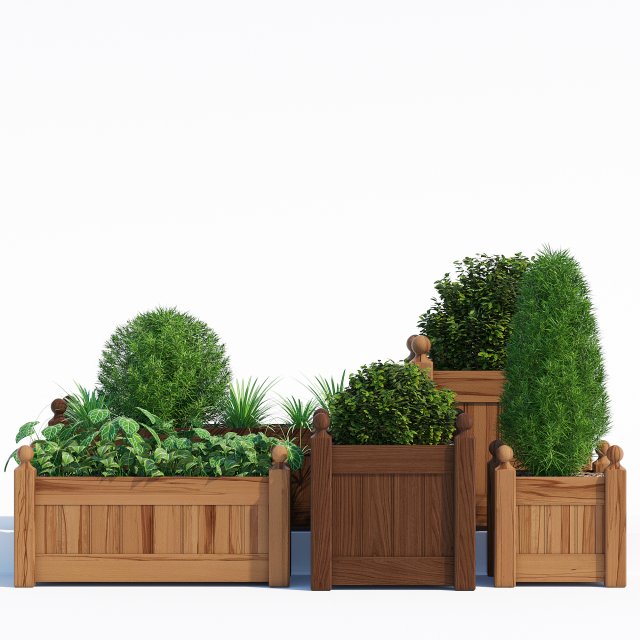 Timber wood planter 3D Model