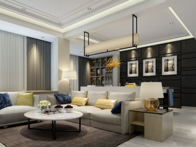 Stylish luxury home decoration – living room 6133 3D Model