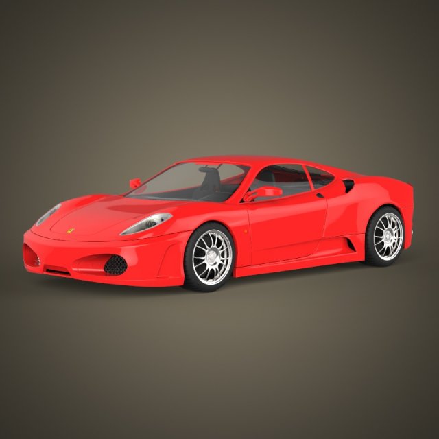 Realistic Red Sports Car 3D Model
