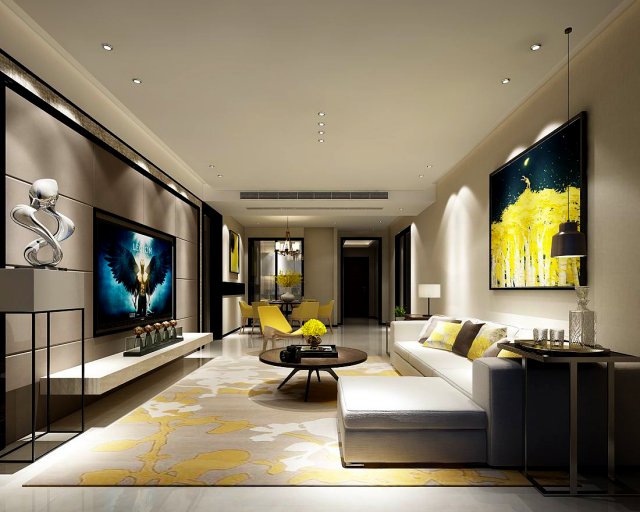 Stylish avant-garde living room design 168 3D Model