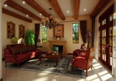 Fashionable rural style living room 1815 3D Model