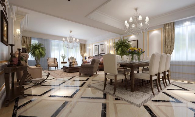 Modern style living room 1841 3D Model