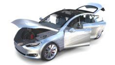 Tesla Model S 2016 Silver with interior and chassis model 3D Model