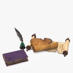 Old Book and Map 3D Model