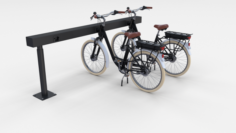 Electric City Bicycle and Station Black 3D Model