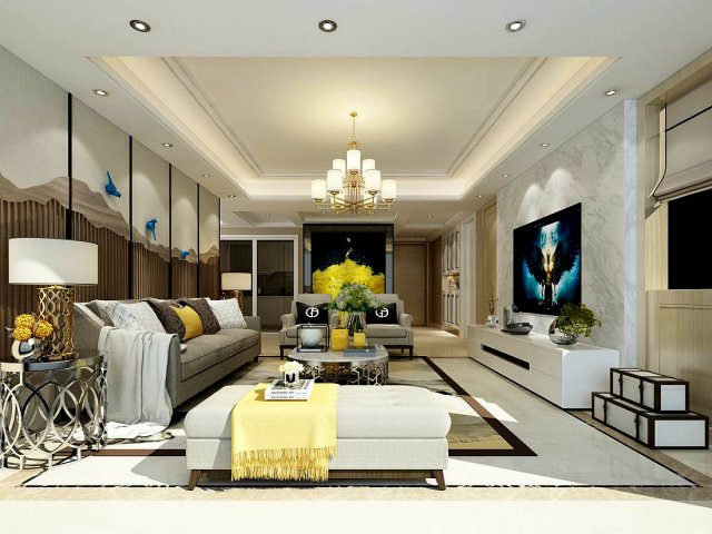 Stylish avant-garde living room design 92 3D Model