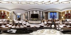 Panoramic neo-classical style living room dining room 25 3D Model