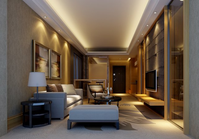 The luxurious modern living room is 1899 3D Model