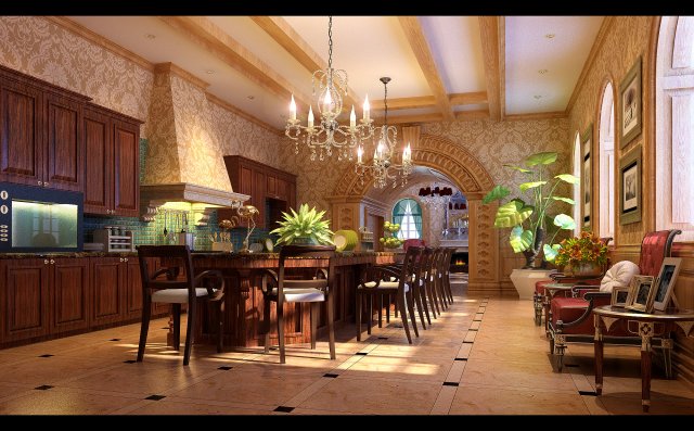 Luxury fashion European restaurant 1845 3D Model