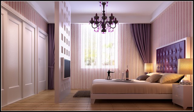 Stylish modern pink bedroom 1827 3D Model