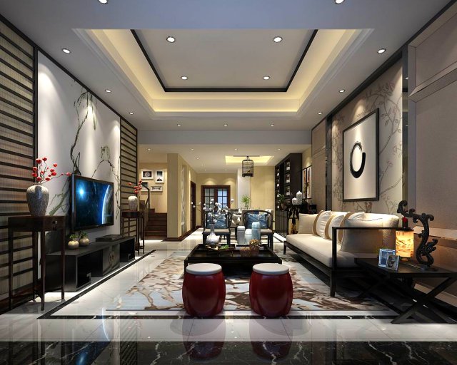 Stylish avant-garde living room design 82 3D Model