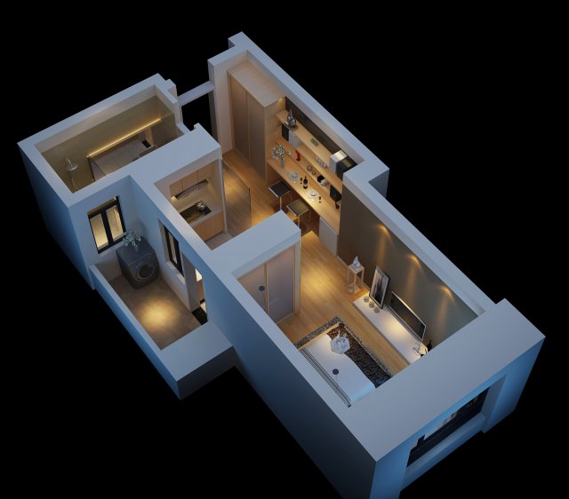 Single Apartment – Aerial View 01 3D Model