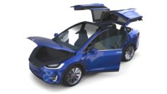 Tesla Model X Blue with interior 3D Model