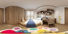 Panorama Chinese style home bedroom space 02 3D Model